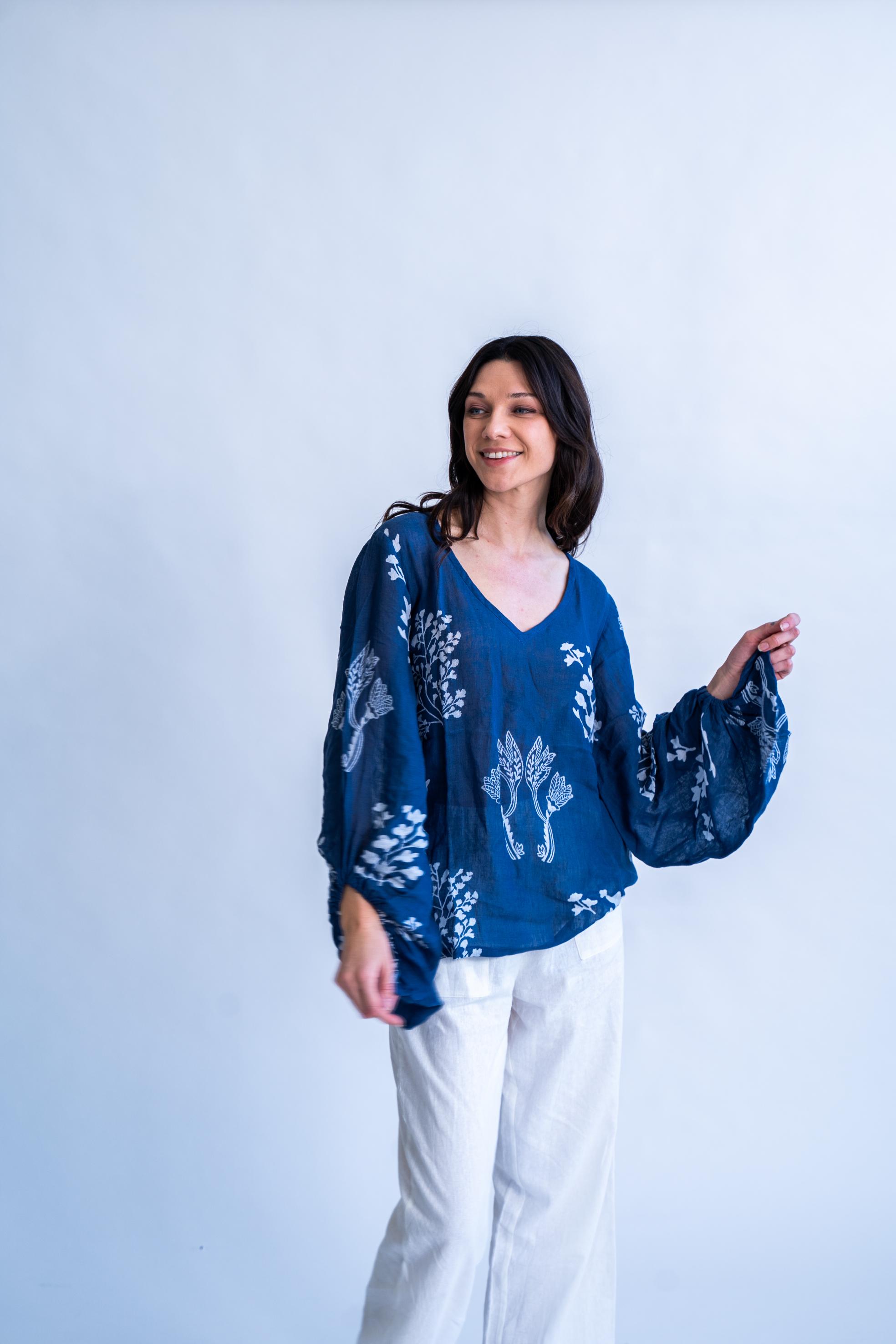 Indigo Dreams - Linen Summer Top