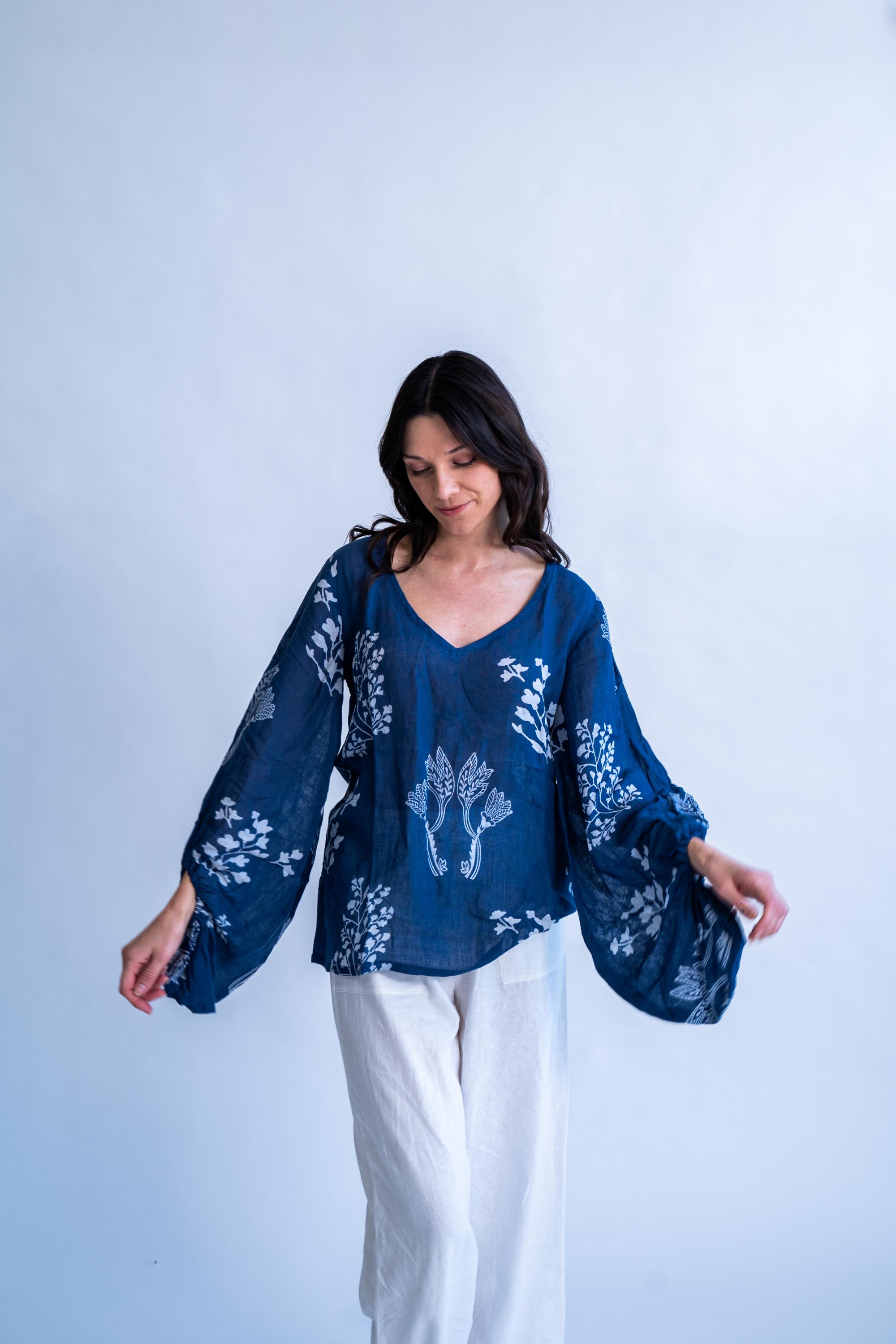Indigo Dreams - Linen Summer Top