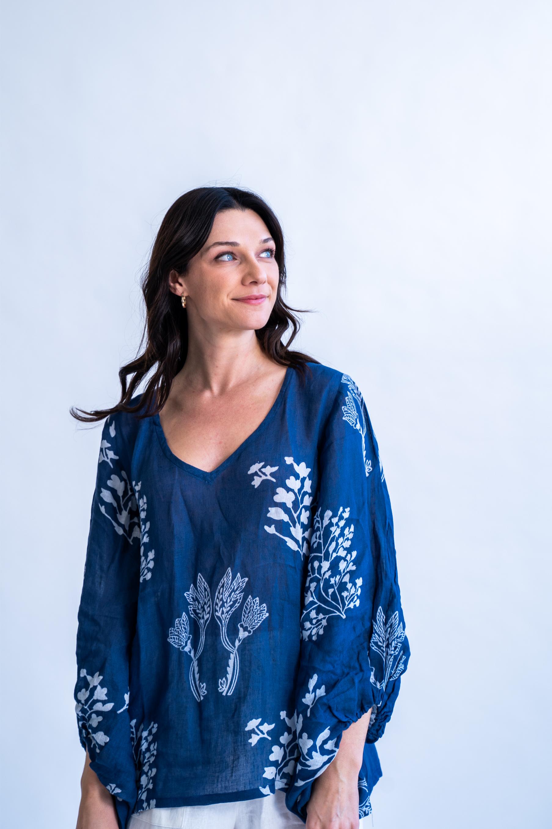 Indigo Dreams - Linen Summer Top