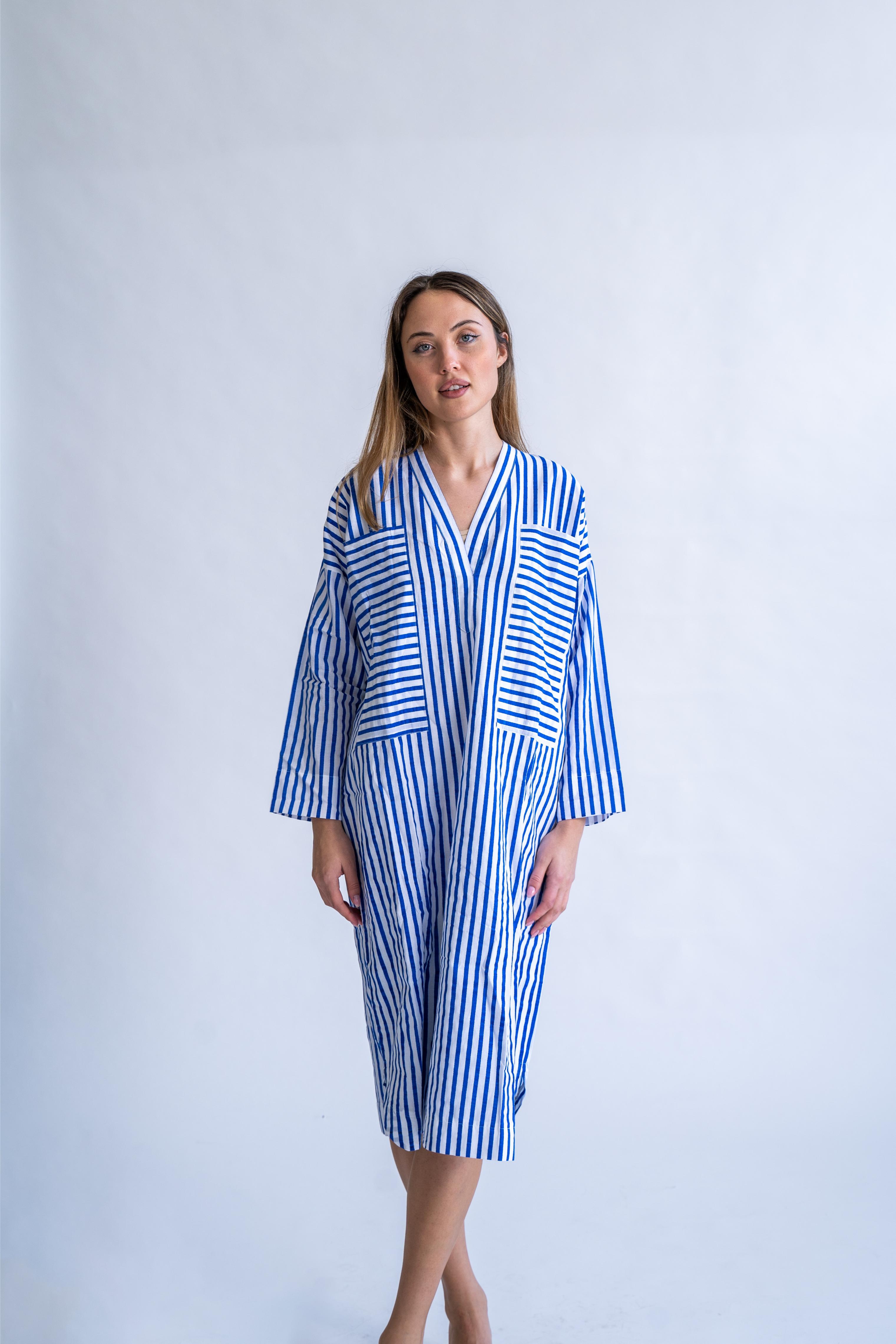 Santorini Stripes - 100% Cotton Summer Dress