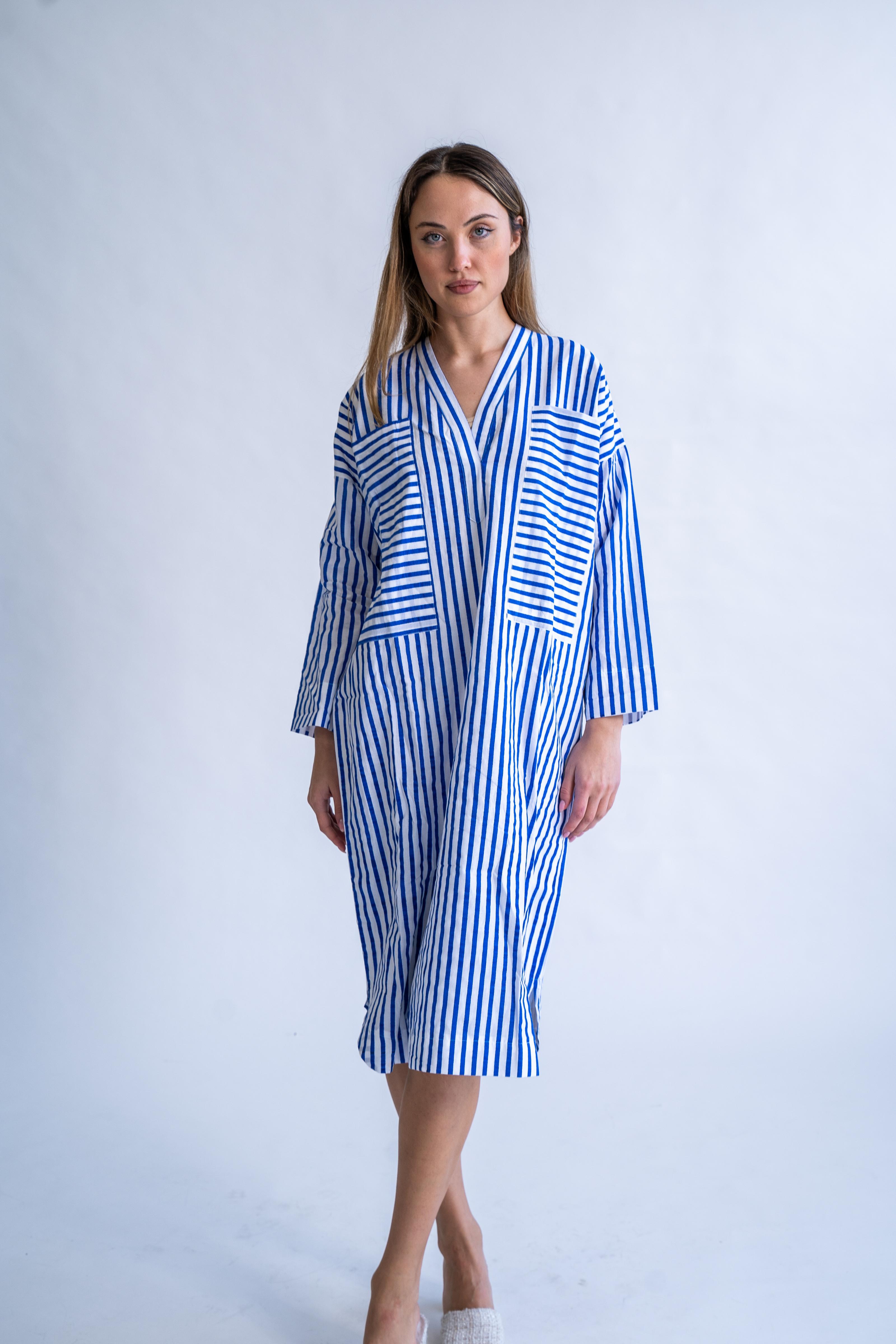 Santorini Stripes - 100% Cotton Summer Dress