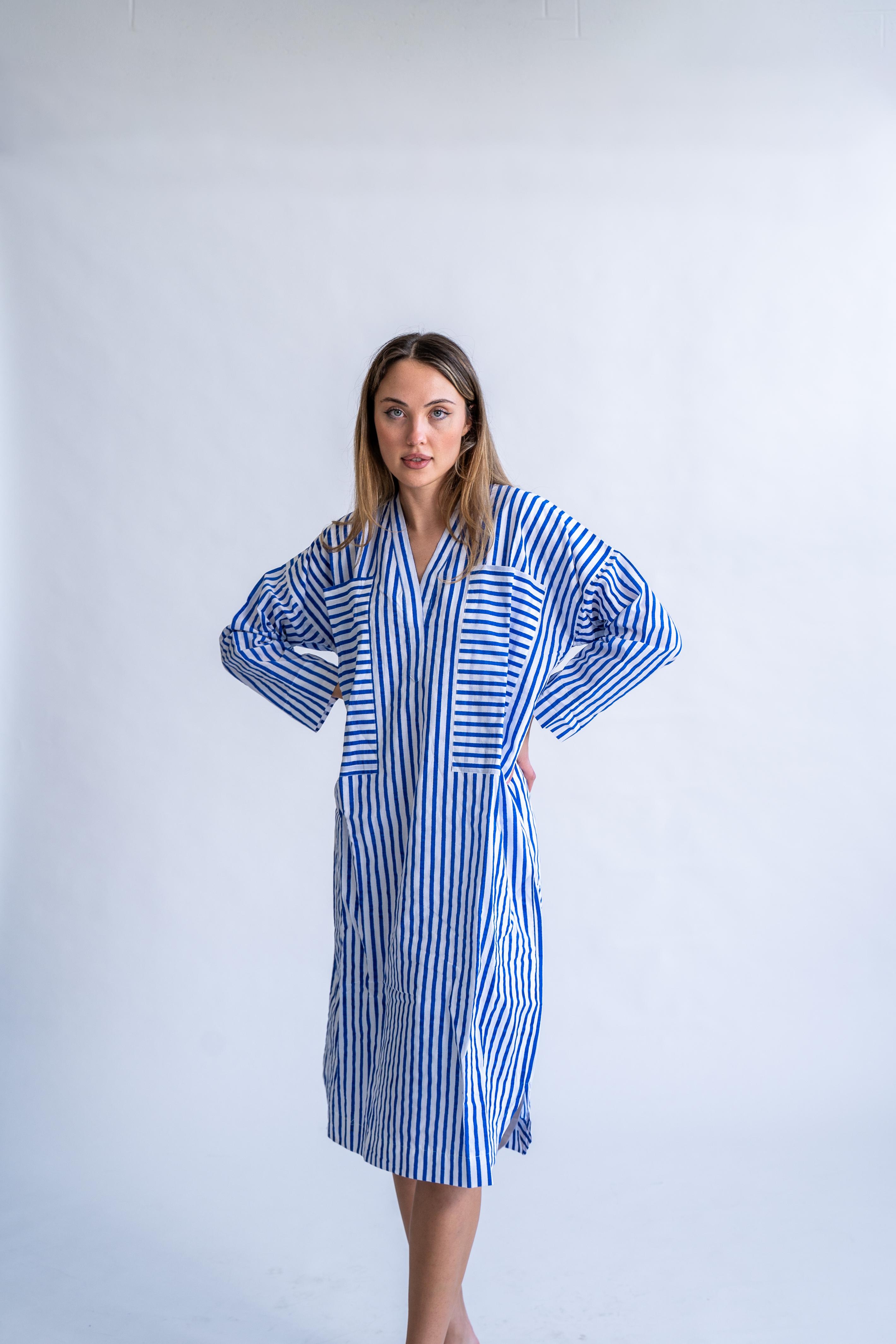Santorini Stripes - 100% Cotton Summer Dress