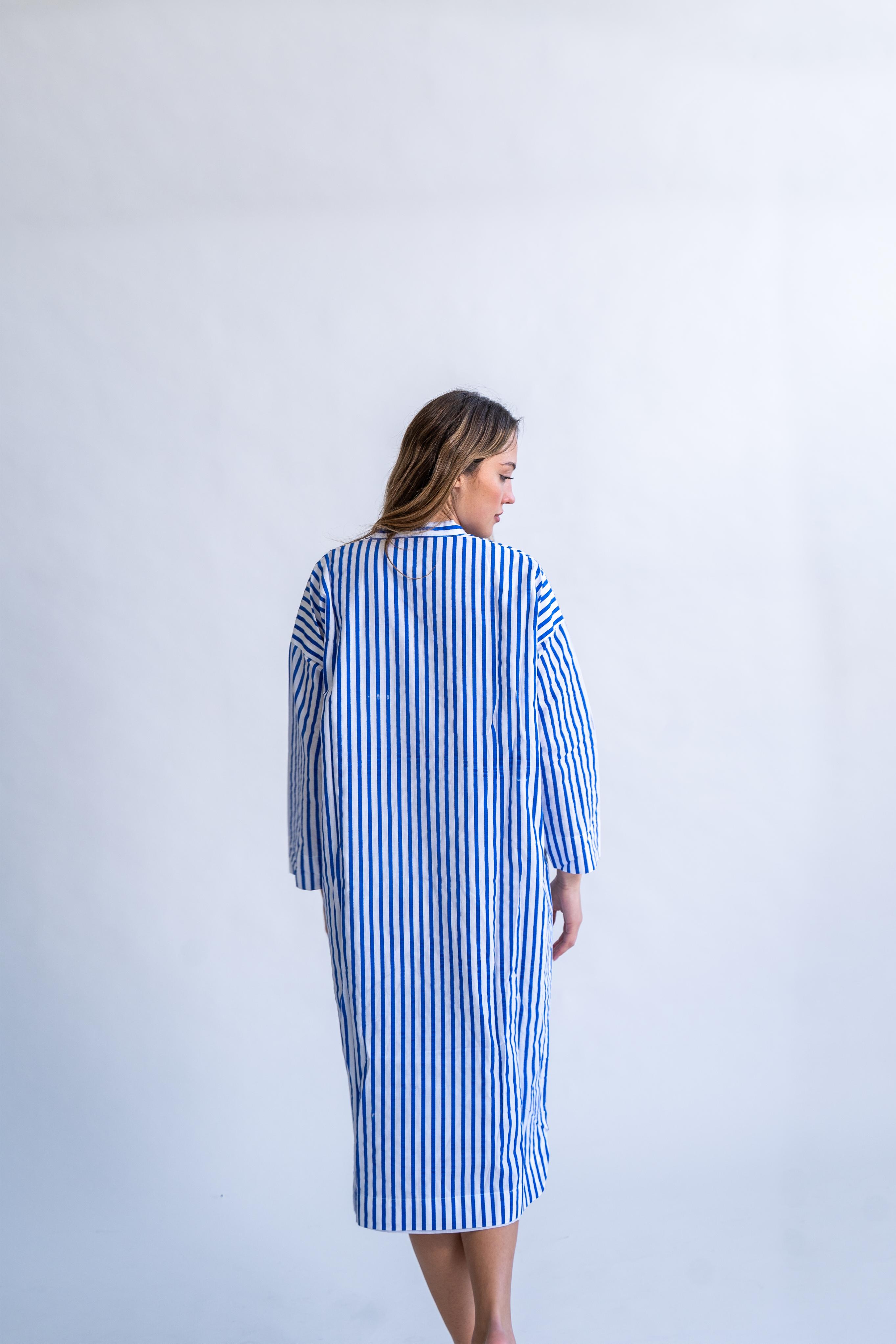 Santorini Stripes - 100% Cotton Summer Dress