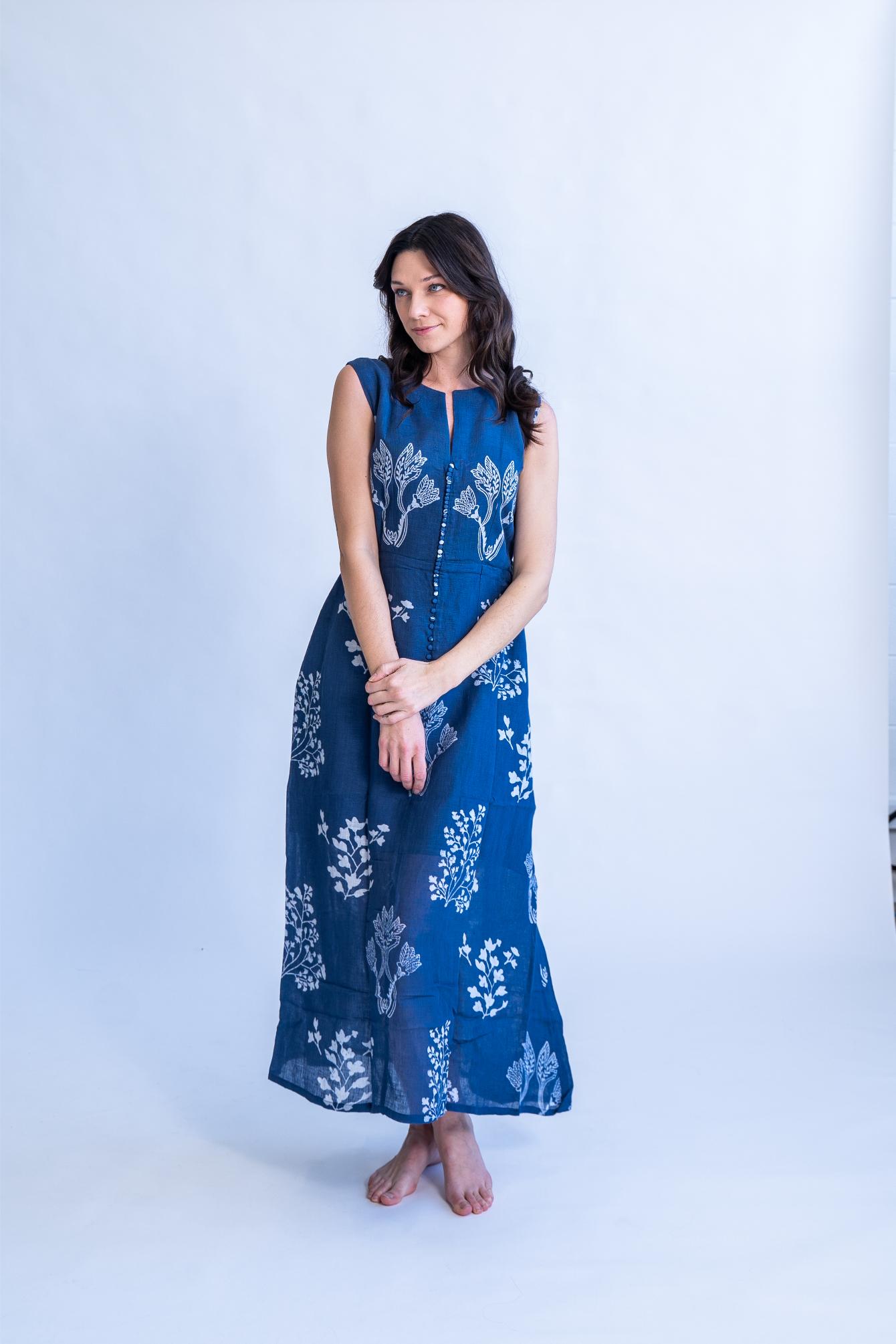Indigo Dreams - Linen Summer Dress Indigo Dreams - Linen Summer Dress