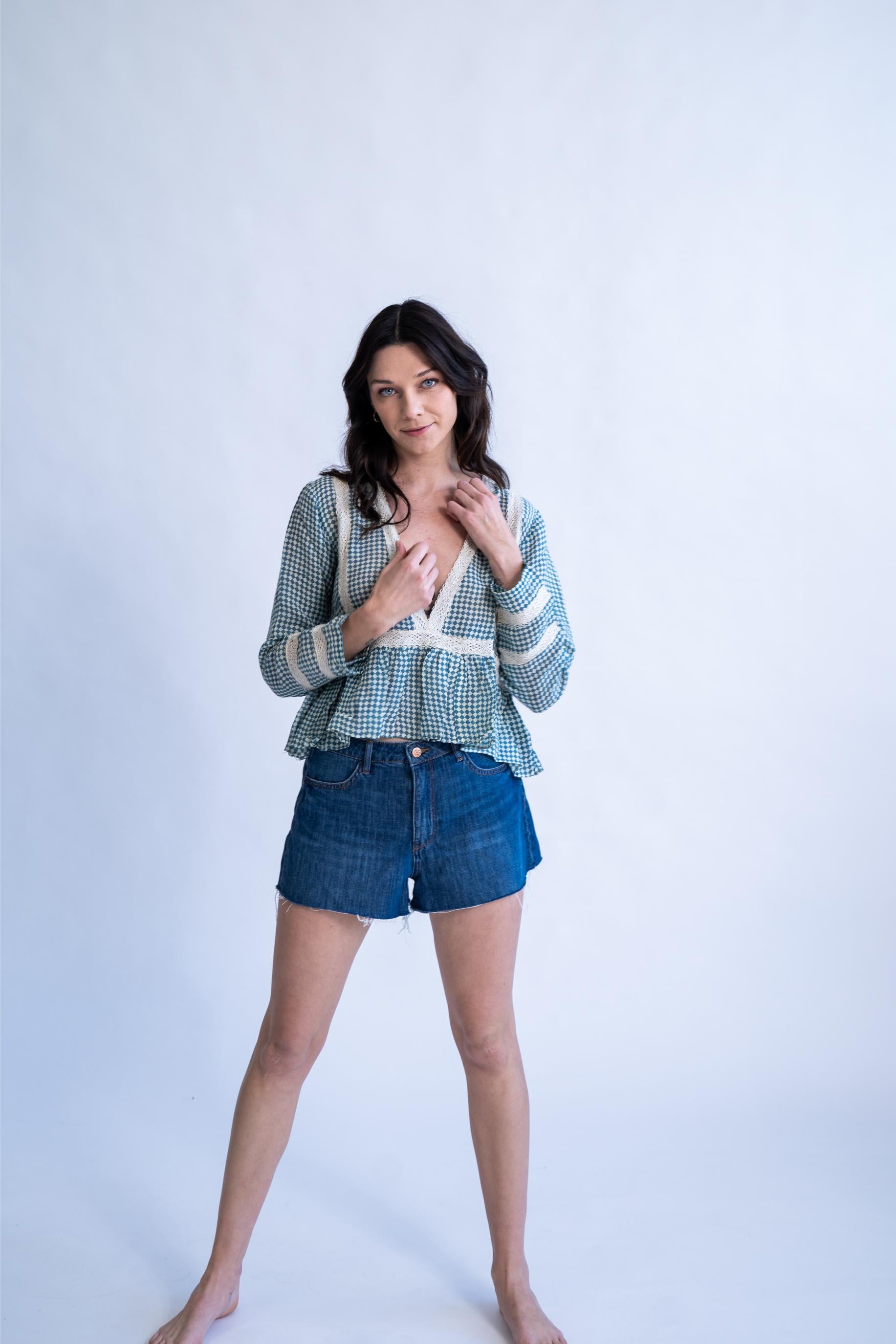 Tidal Checks - Linen Summer Top