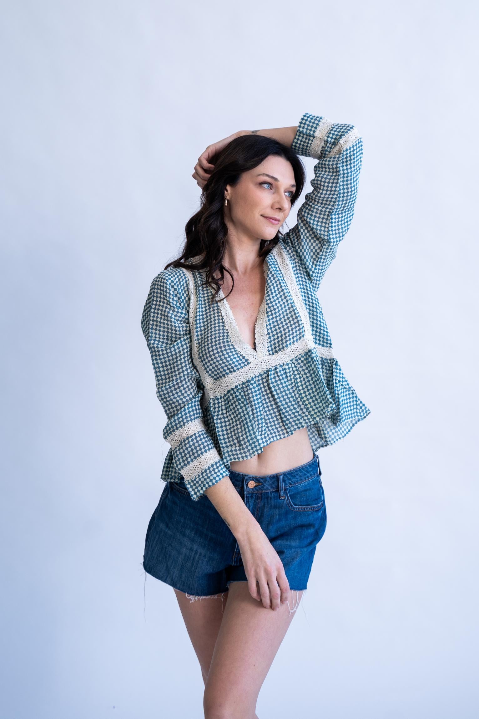 Tidal Checks - Linen Summer Top