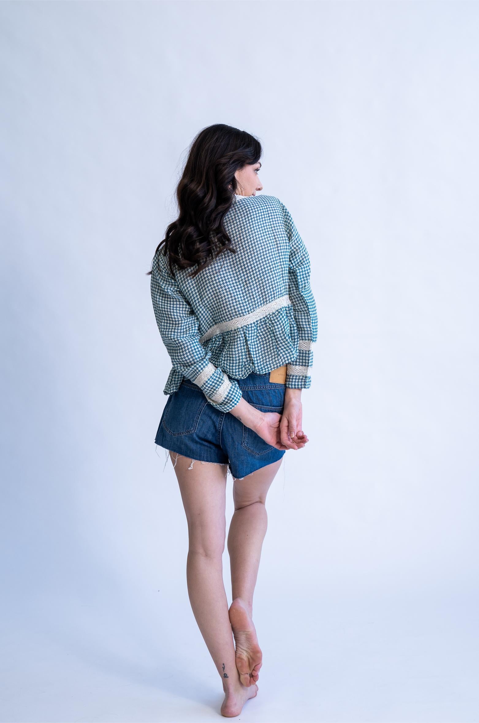 Tidal Checks - Linen Summer Top