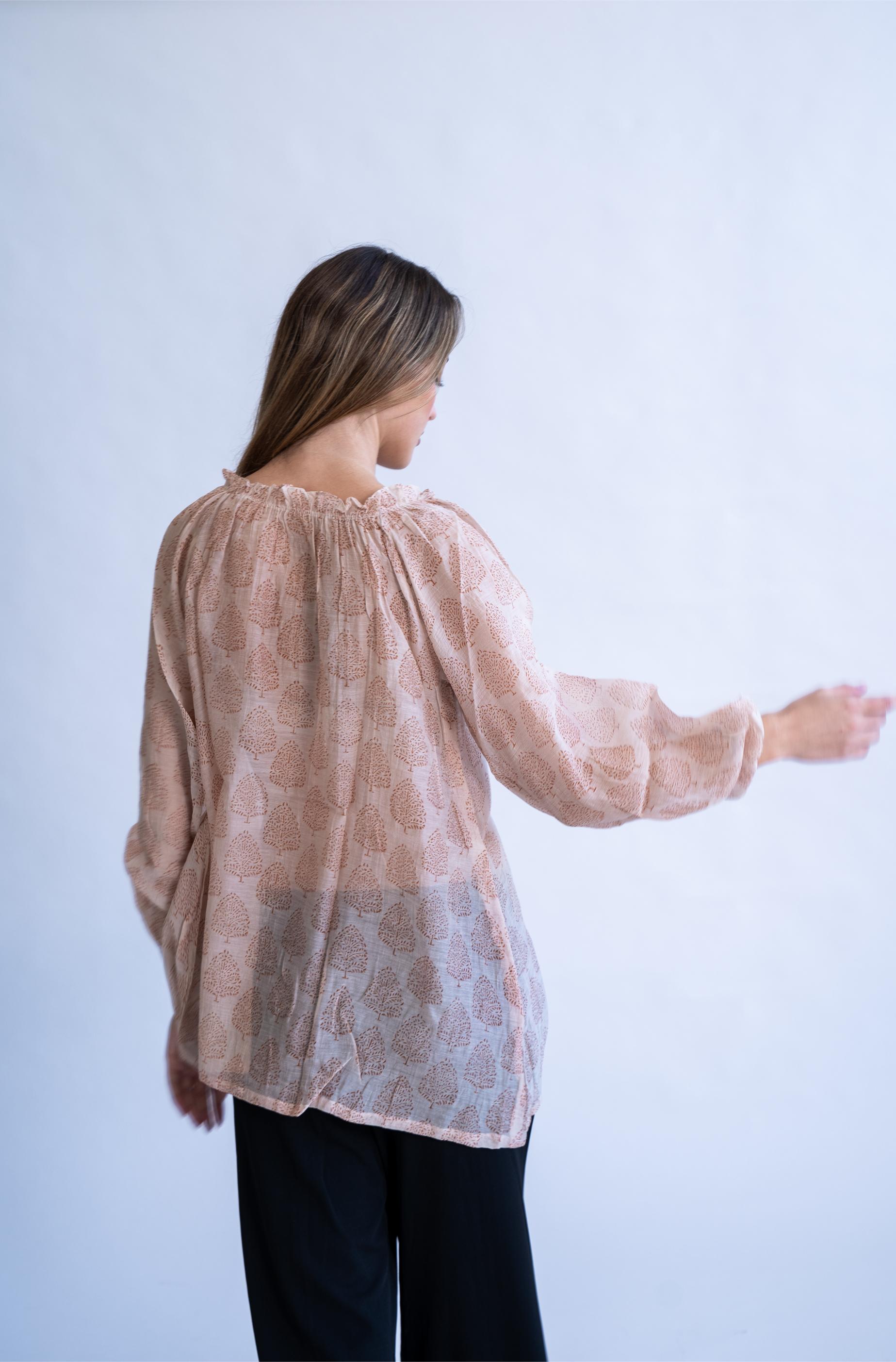 Giza - Blend of 100% Handloom Cotton and Silk (Chanderi) Top