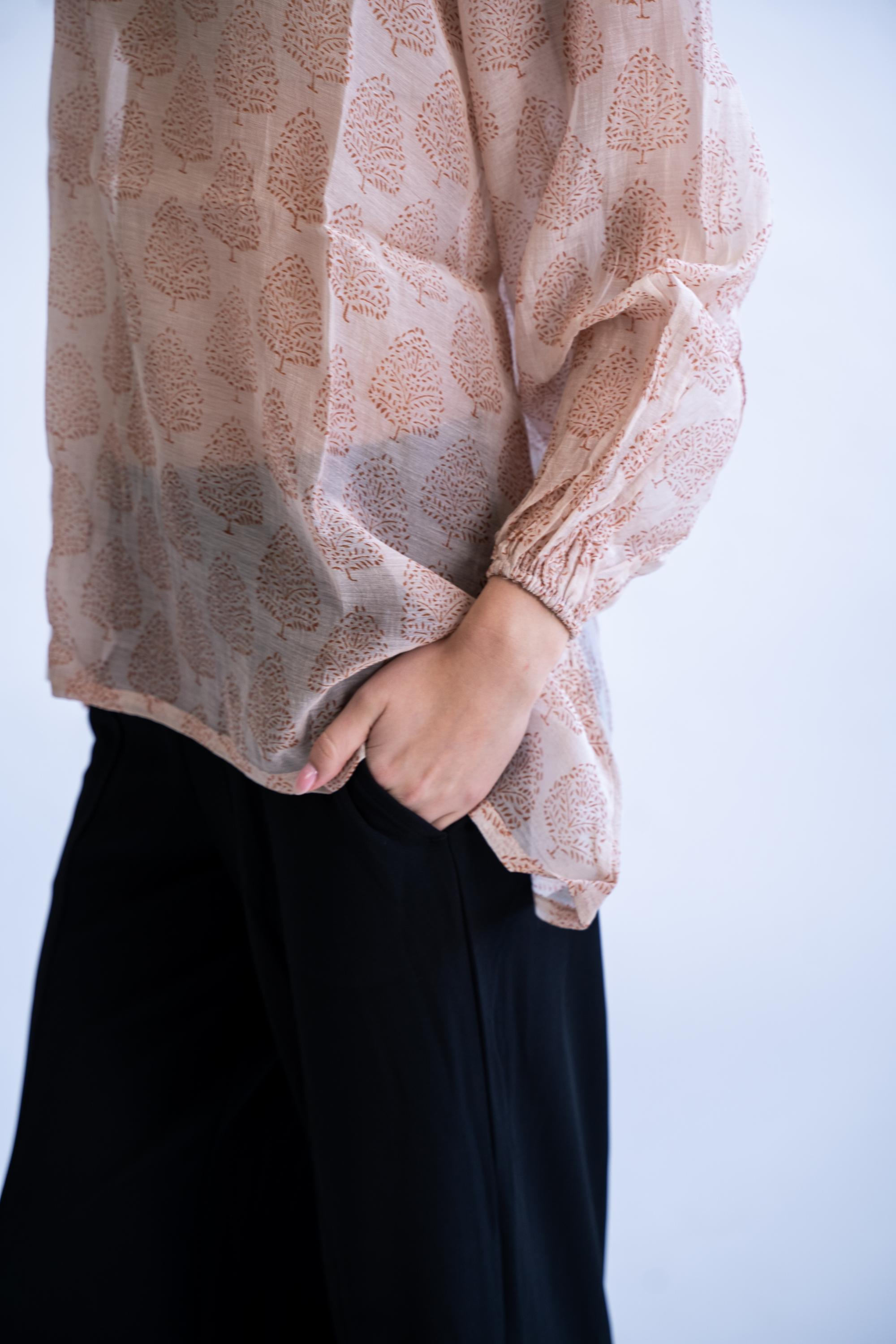 Giza - Blend of 100% Handloom Cotton and Silk (Chanderi) Top