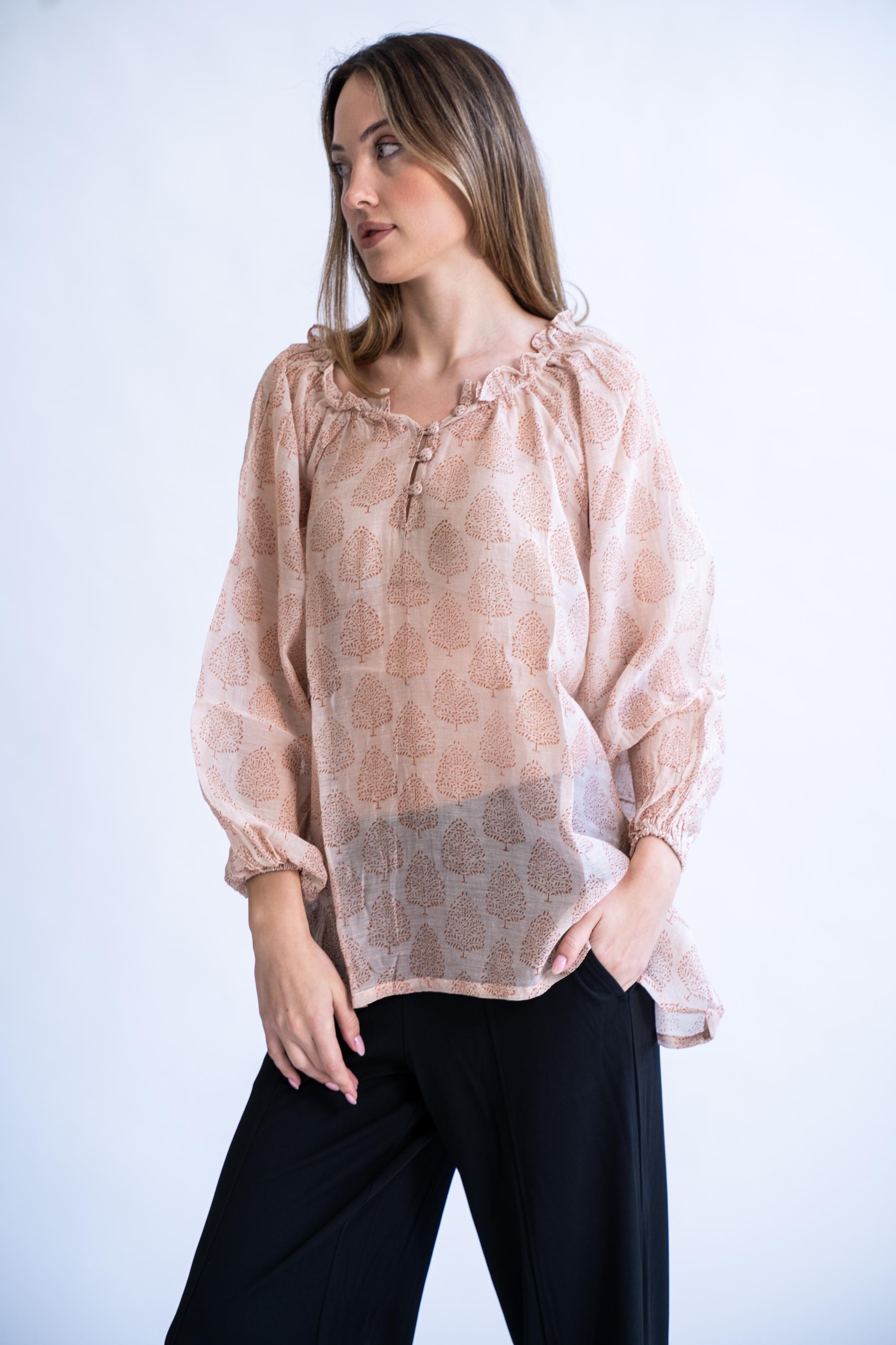 Giza - Blend of 100% Handloom Cotton and Silk (Chanderi) Top