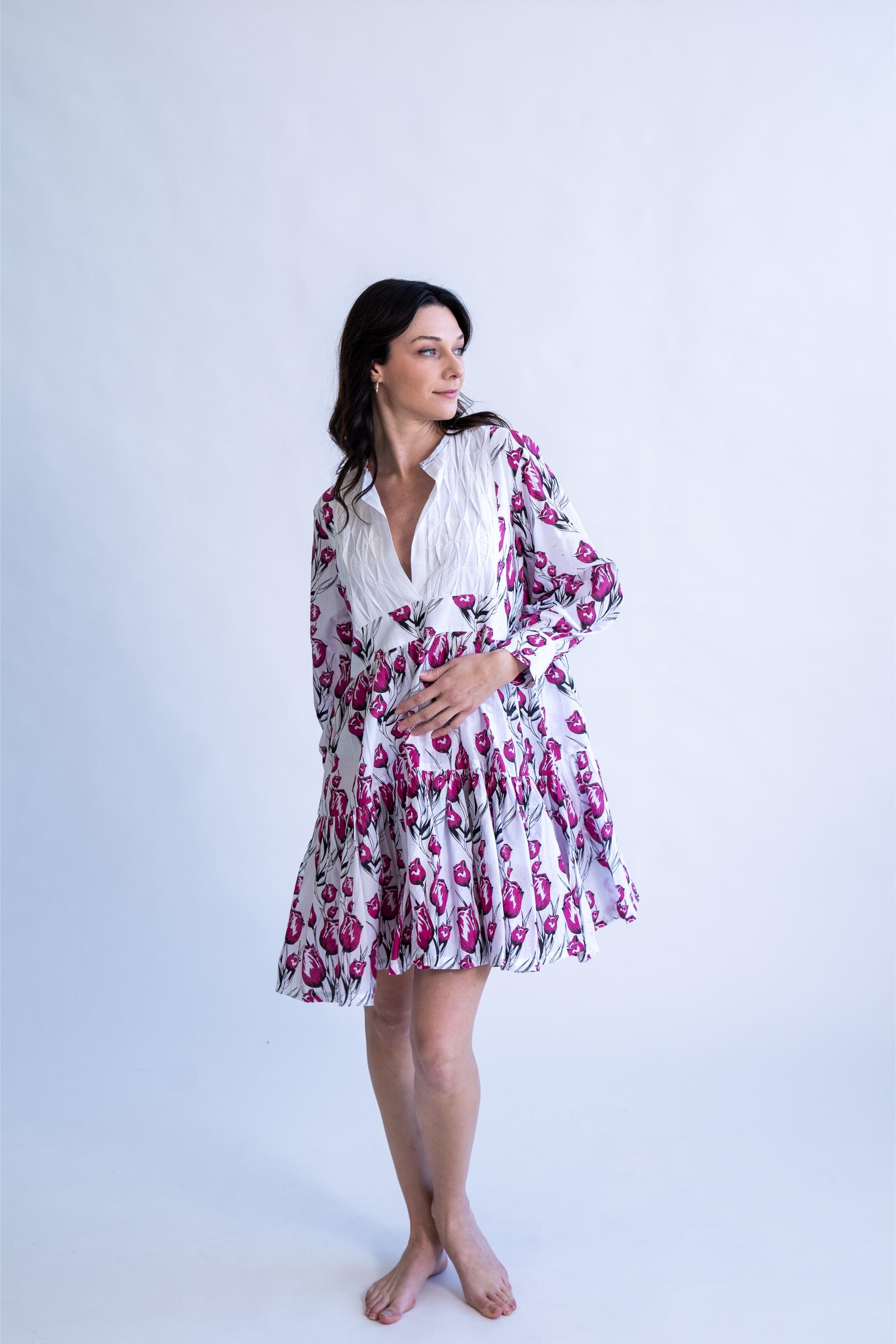 Rose Whirl - 100% Cotton Summer Dress