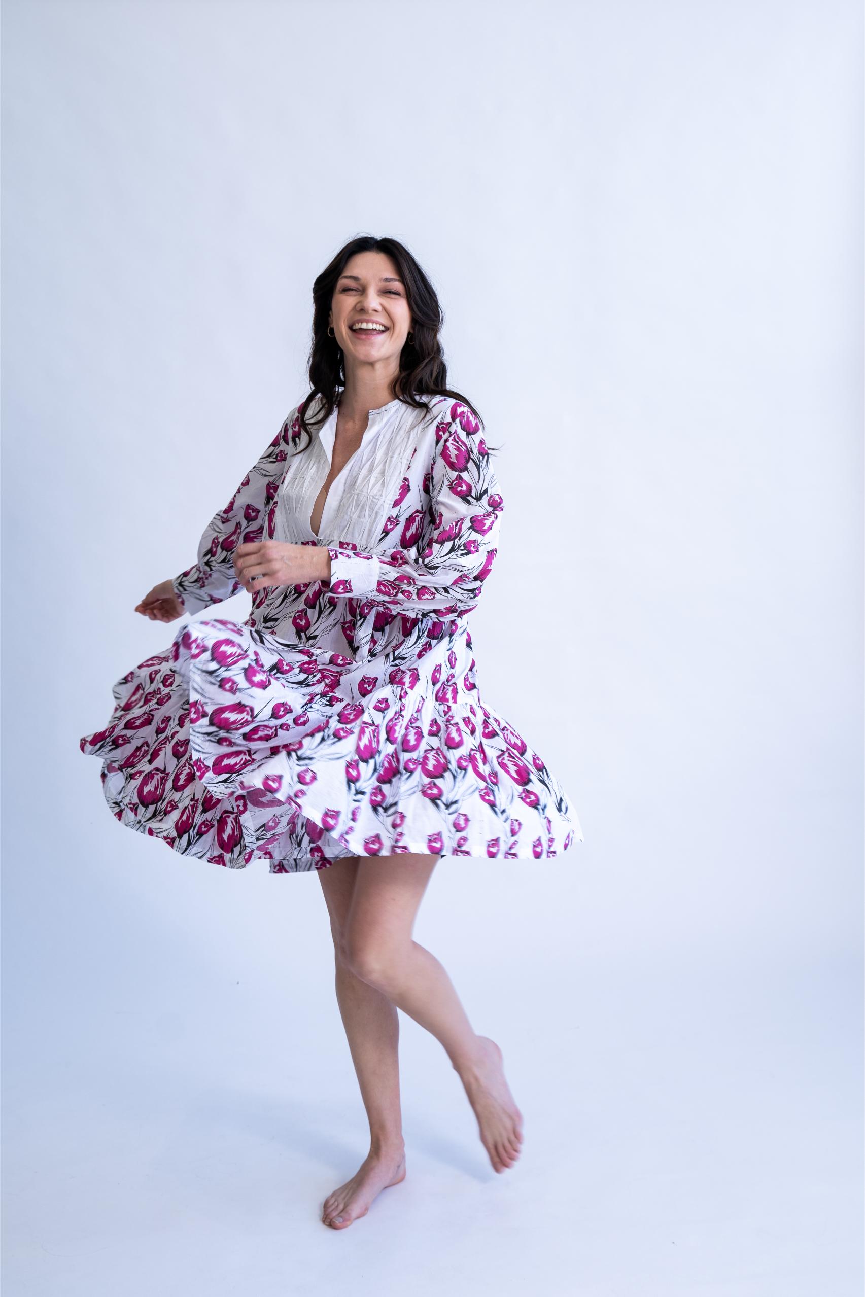 Rose Whirl - 100% Cotton Summer Dress