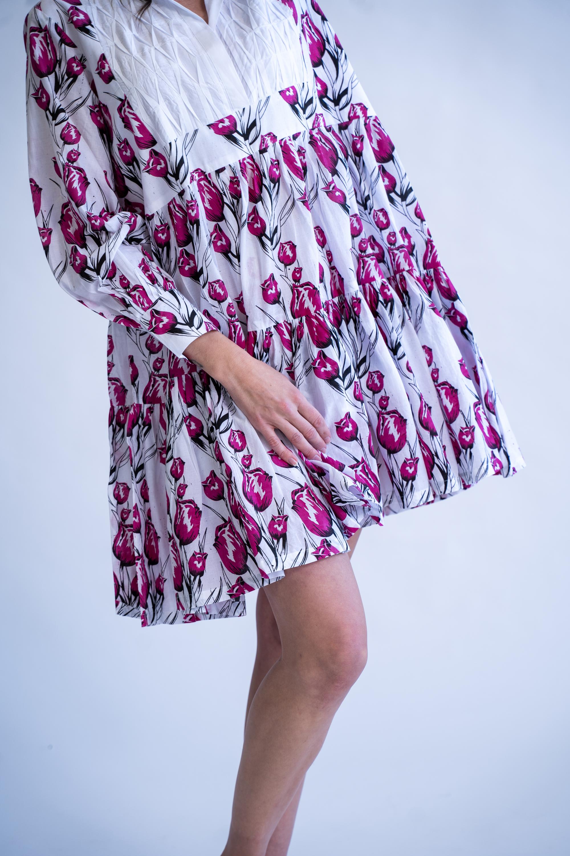Rose Whirl - 100% Cotton Summer Dress