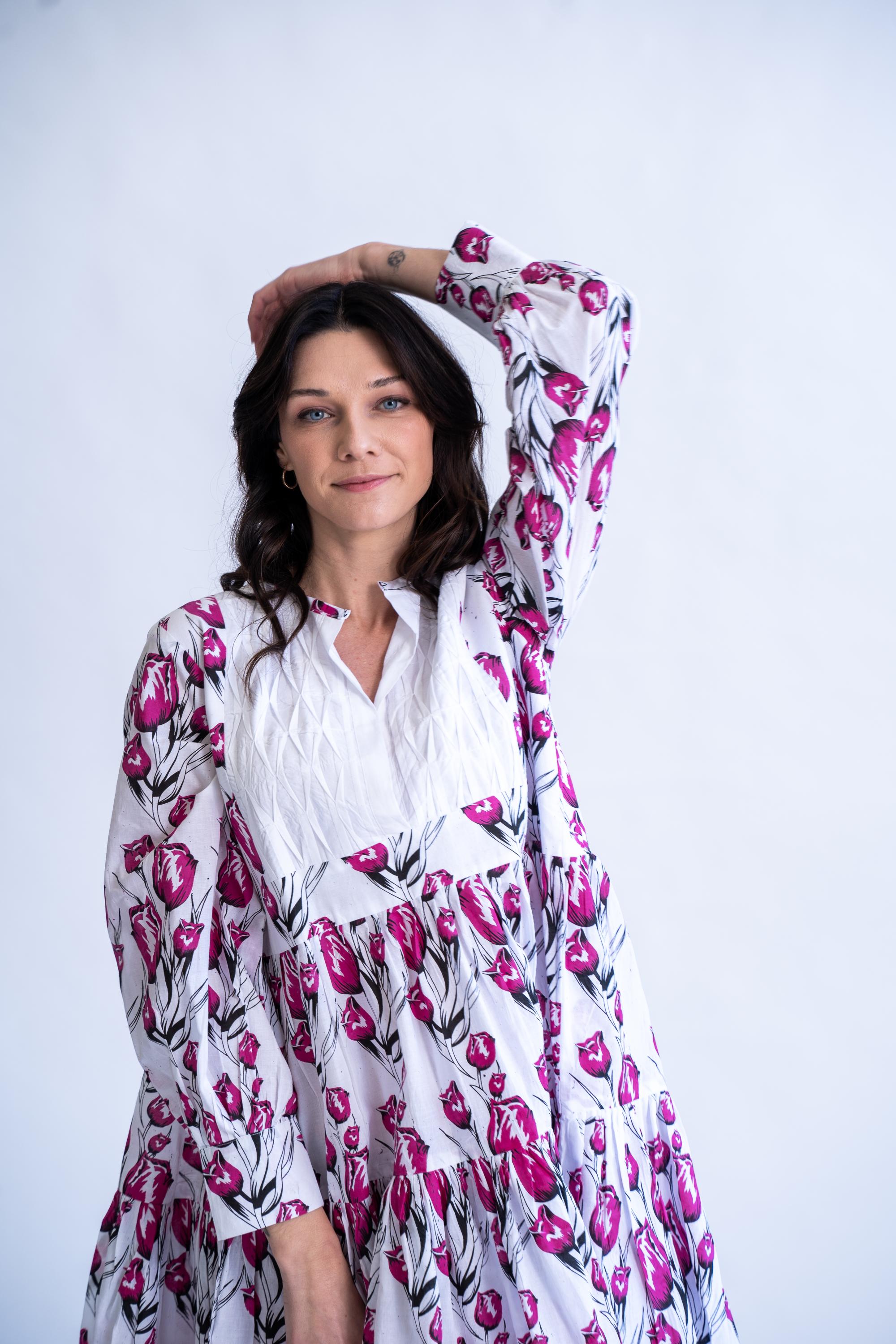 Rose Whirl - 100% Cotton Summer Dress