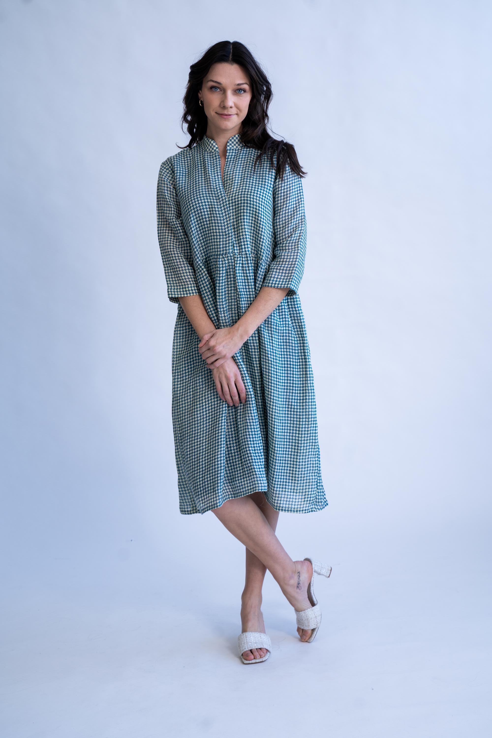 Tidal Checks - Linen Summer Dress
