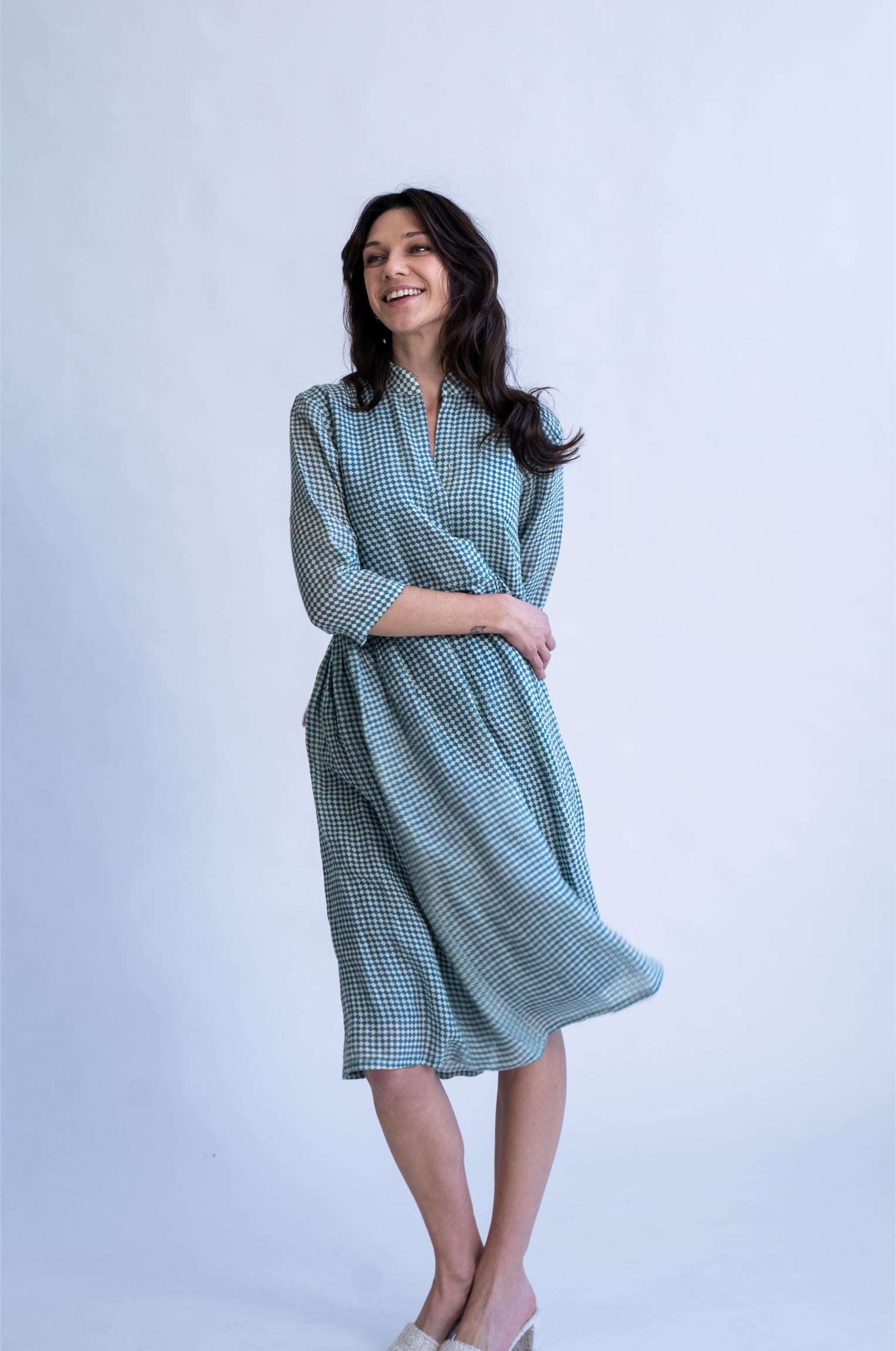 Tidal Checks - Linen Summer Dress