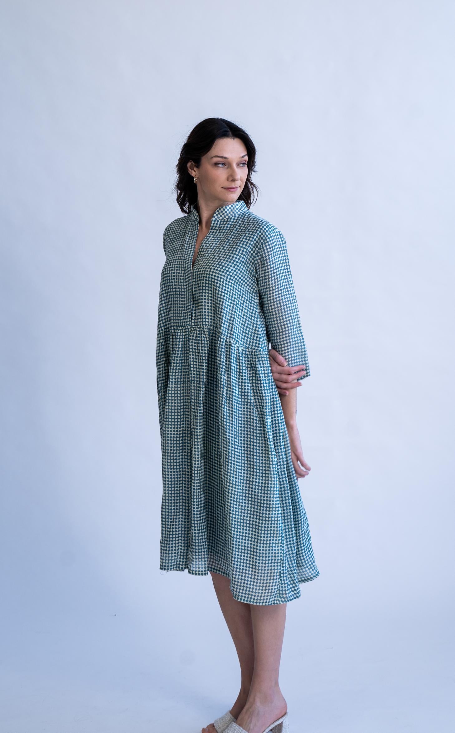 Tidal Checks - Linen Summer Dress