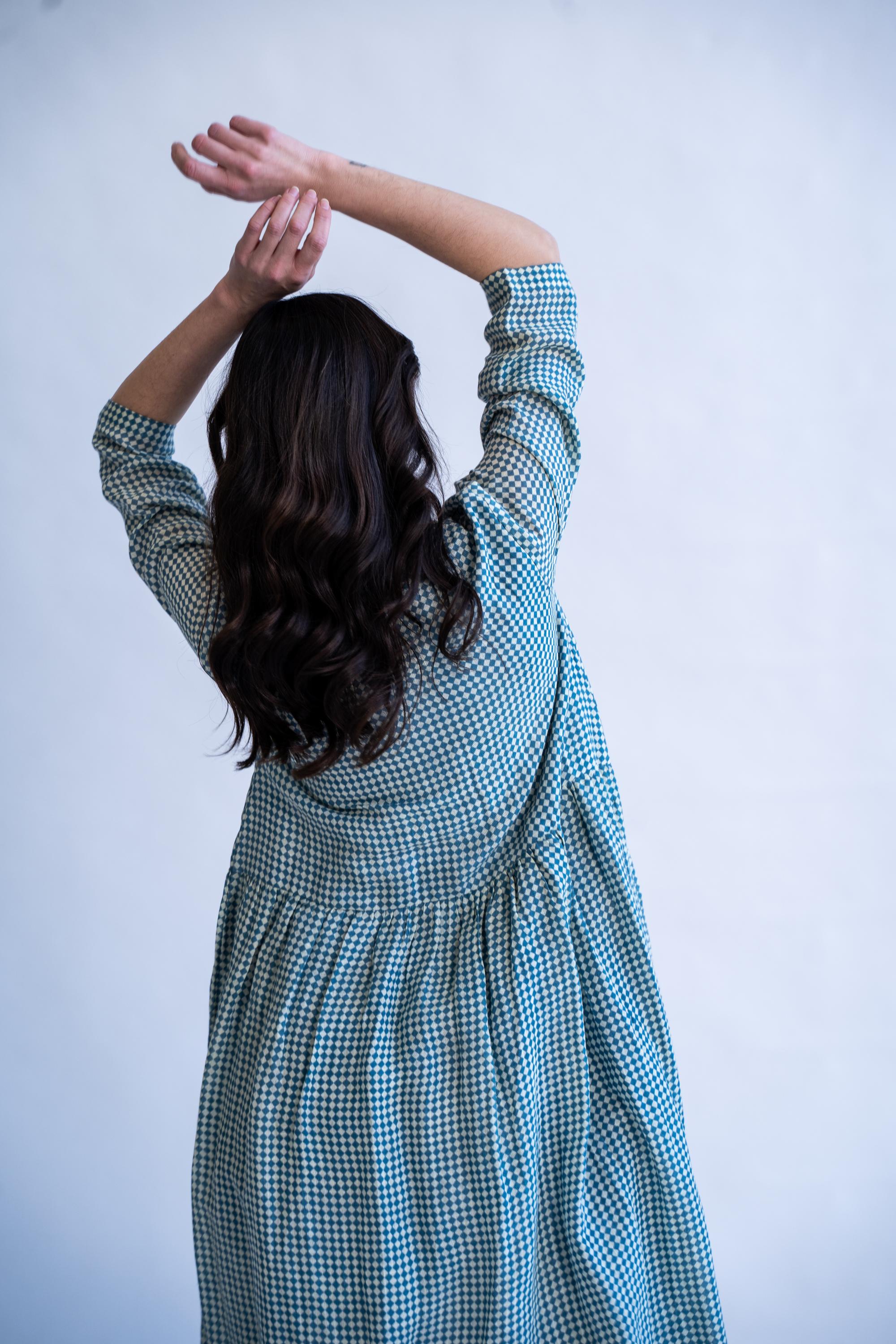 Tidal Checks - Linen Summer Dress