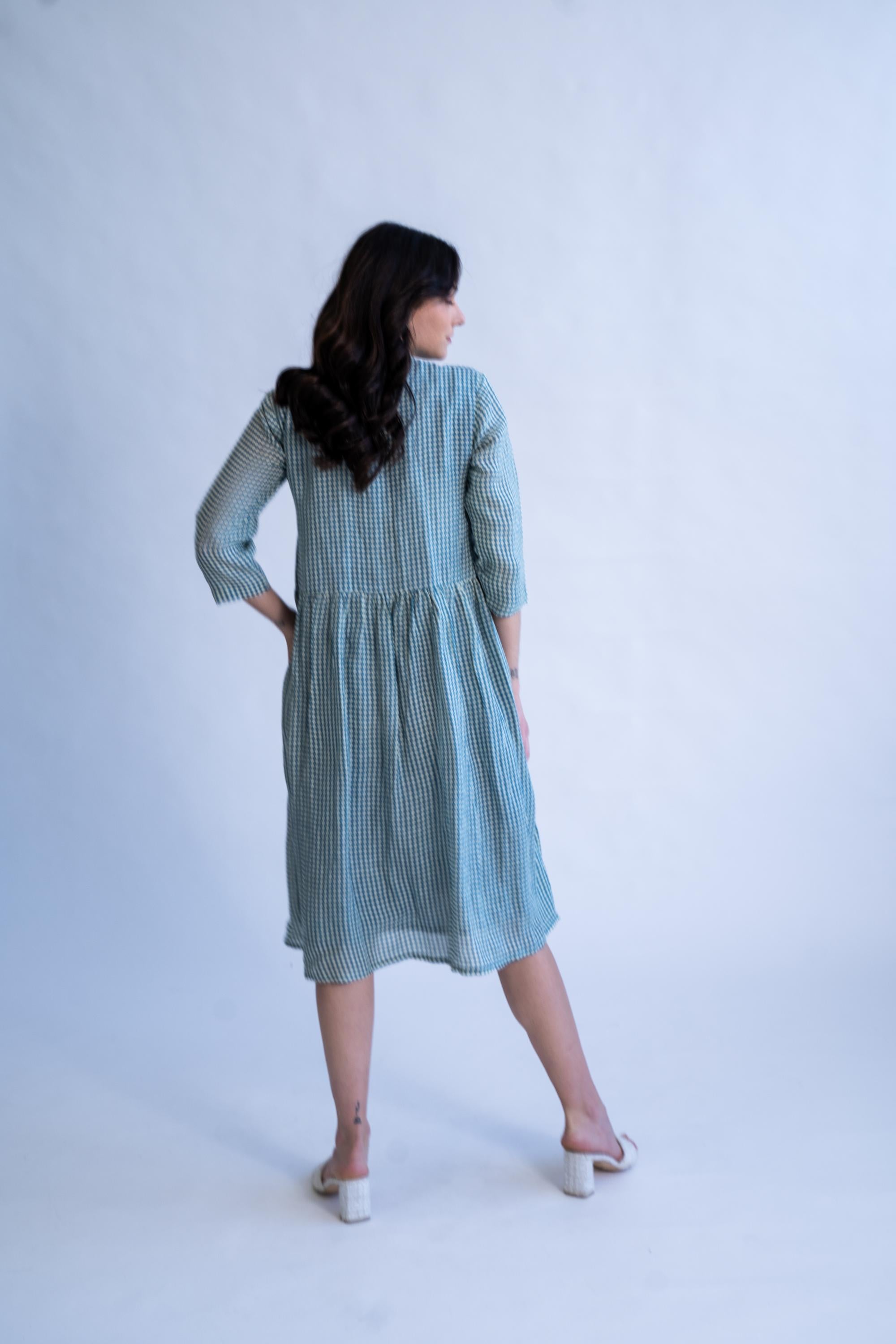 Tidal Checks - Linen Summer Dress