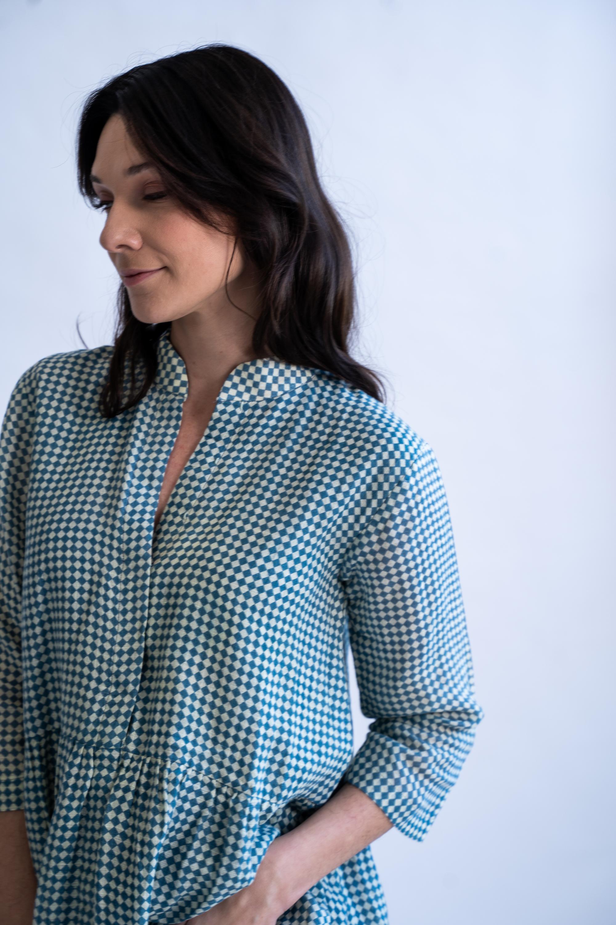 Tidal Checks - Linen Summer Dress