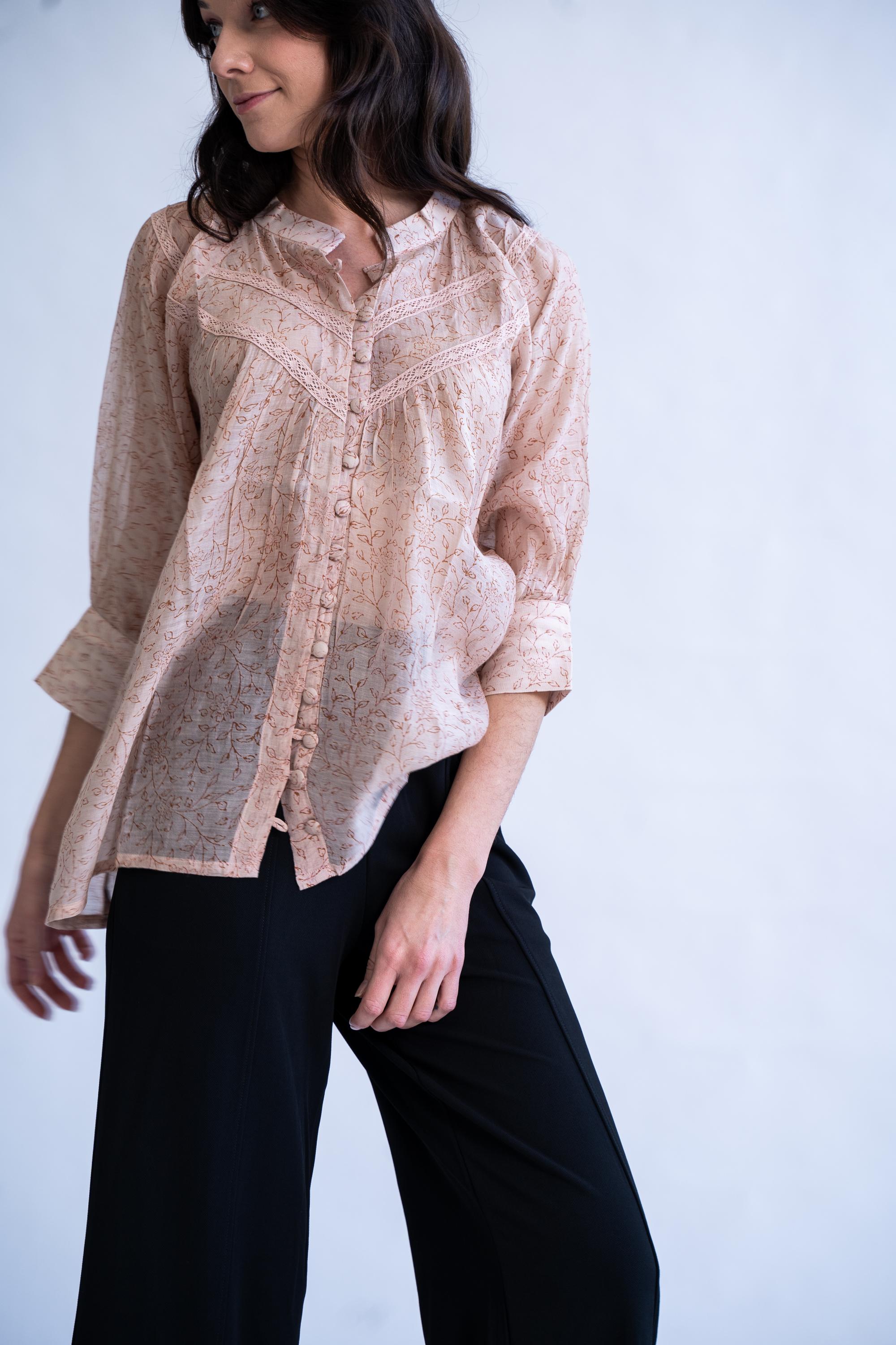 Cairo - Blend of 100% Hand-loom Cotton and Silk (Chanderi) Top