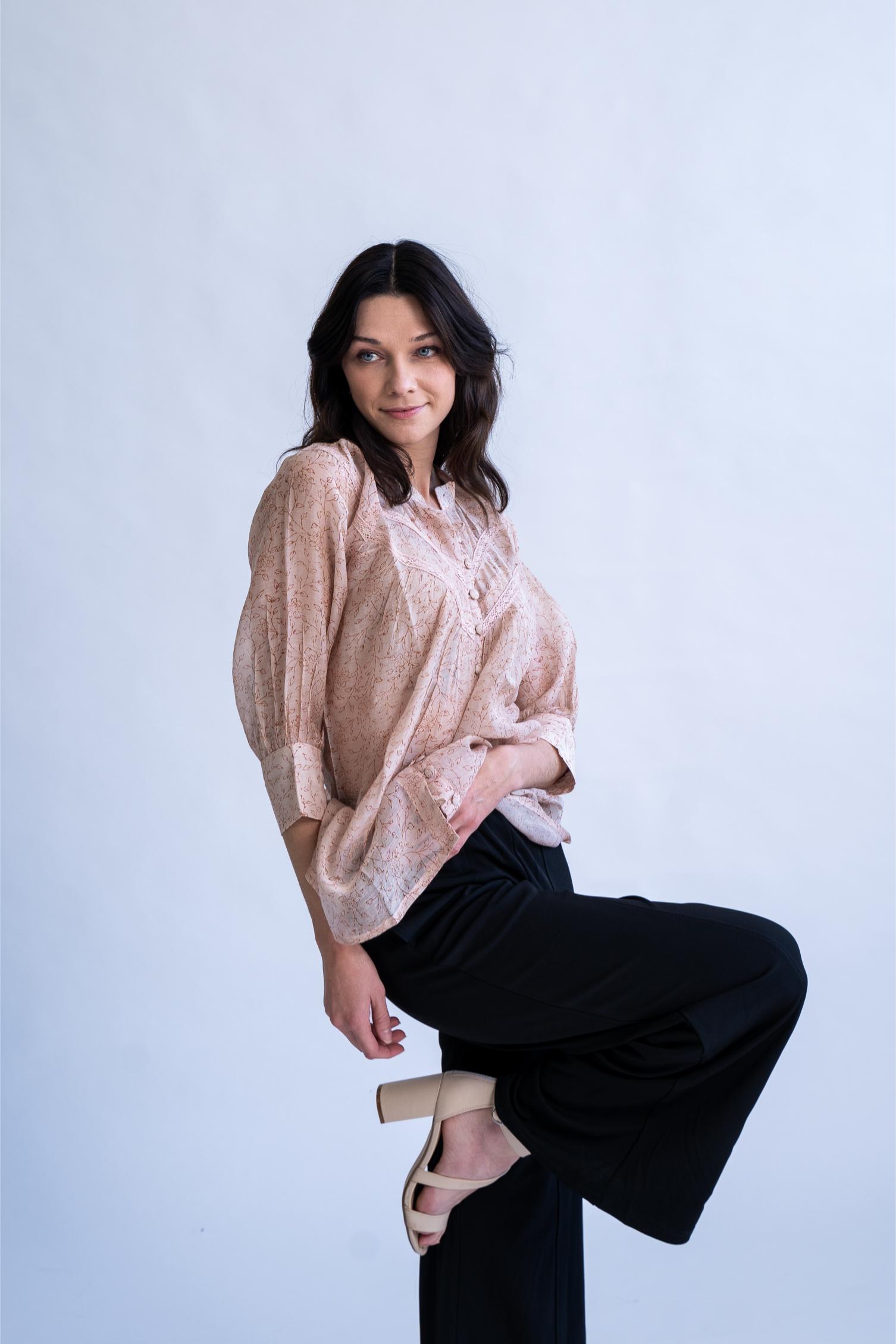 Cairo - Blend of 100% Hand-loom Cotton and Silk (Chanderi) Top