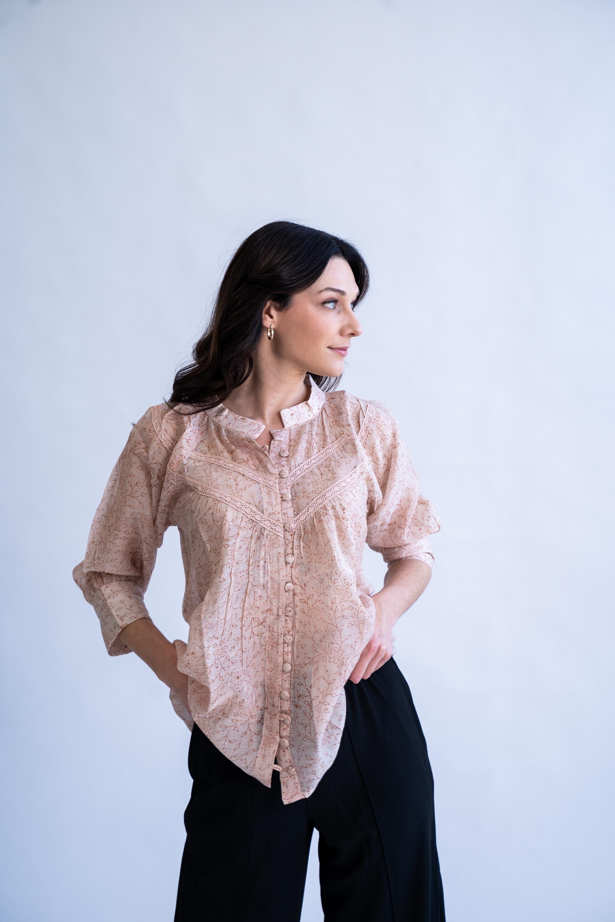 Cairo - Blend of 100% Hand-loom Cotton and Silk (Chanderi) Top