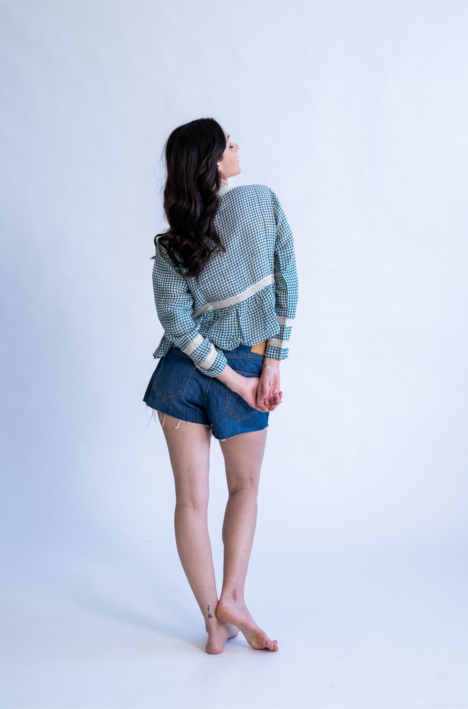 Tidal Checks - Linen Summer Top